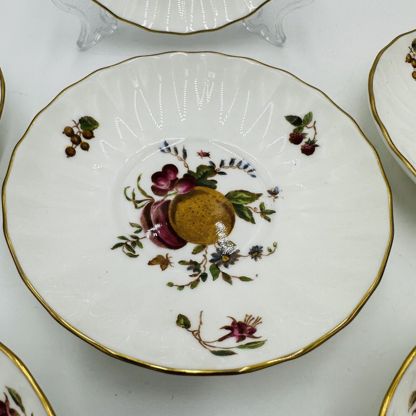 Royal Worcester Delecta Saucer Porcelain Z2819 Set Circa 1800 Lot 6 Piece Plates