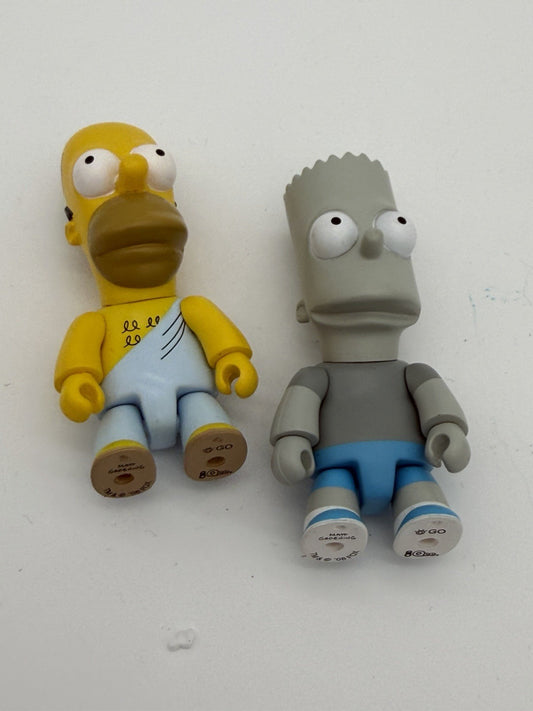 Kidrobot The Simpson Vinyl Homer & Bart Simpson Action Figurines 2008 Rare