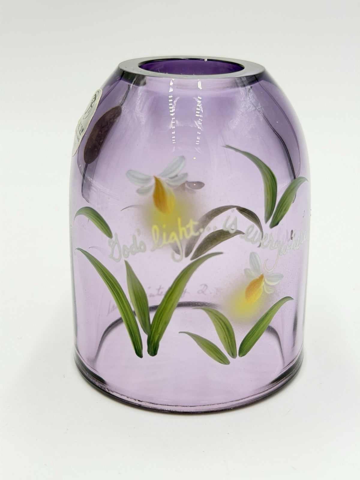 Fenton Art Glass Purple Fairy Light Candle Holder Painted Only Shade 3.5”H