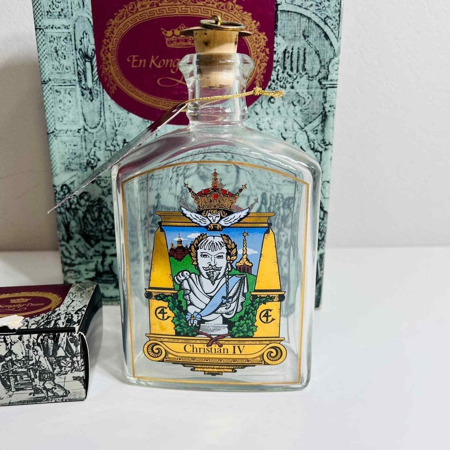 Royal Copenhagen Decantor Christian IV Collectible Glass Bottle Boxed Decor