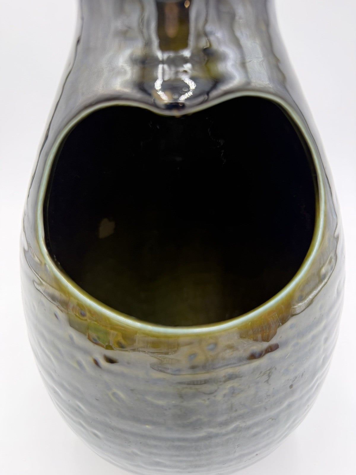 Large MCM Hyalyn RC-7 Gourd Vase 14" 1966 Ikebana Planter Green Olive