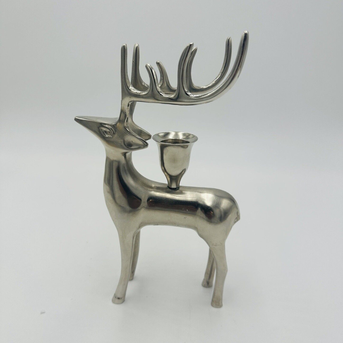 Pottery Barn Reindeer Candle Holders Vintage Silver Plated Seasonal Stag Taper