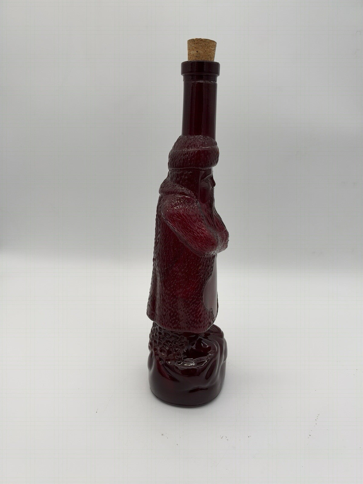 Vintage Belsnickel Ruby Red Art Glass Santa Claus Decanter Bottle Christmas 12”