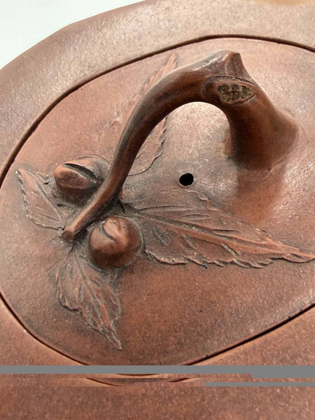 Rare Chinese Yixing Zisha Art Pottery clay teapot branch handle Vintage