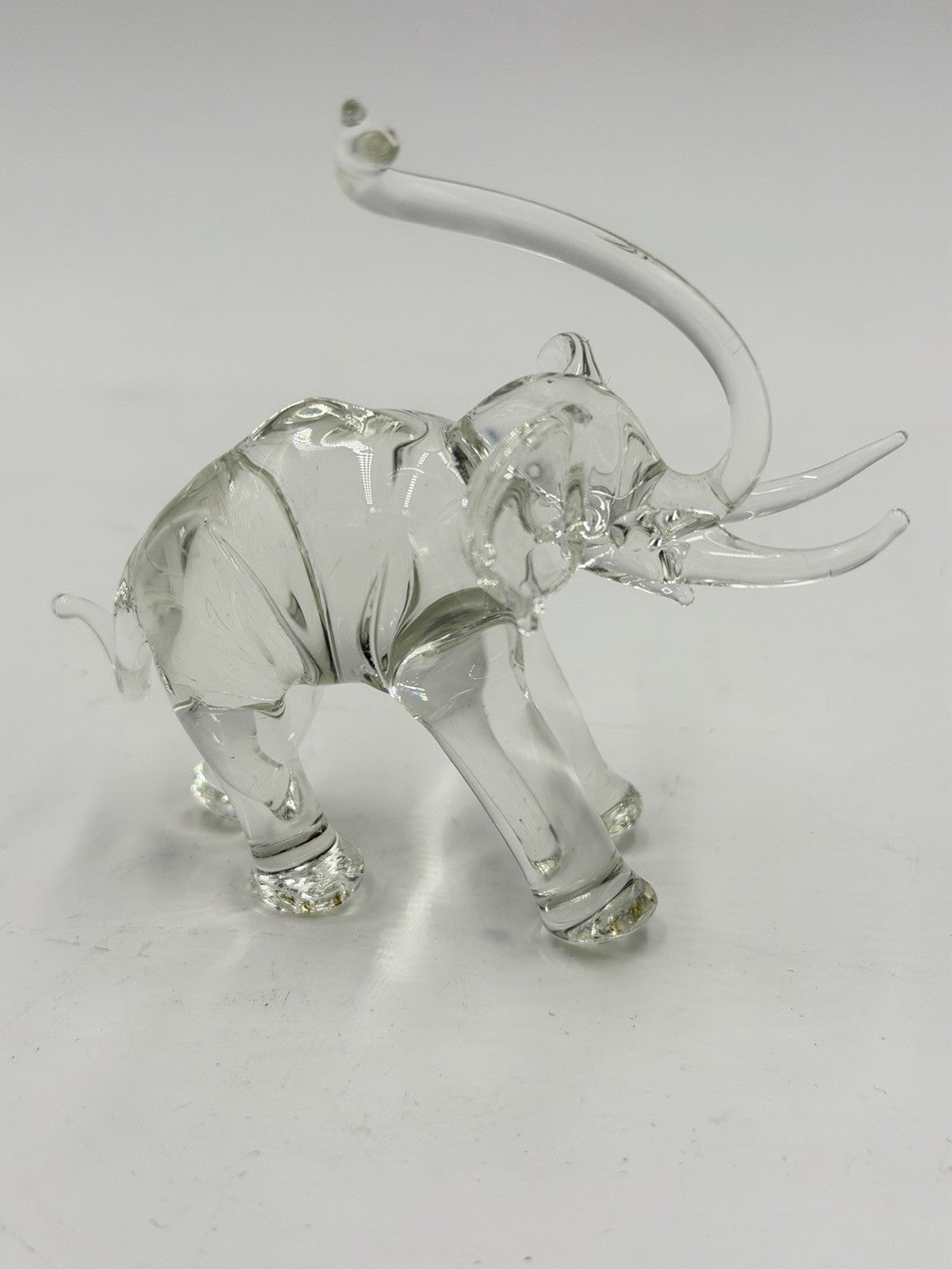 Vintage Hand Blown Art Glass Elephant Trunk Up Figurine