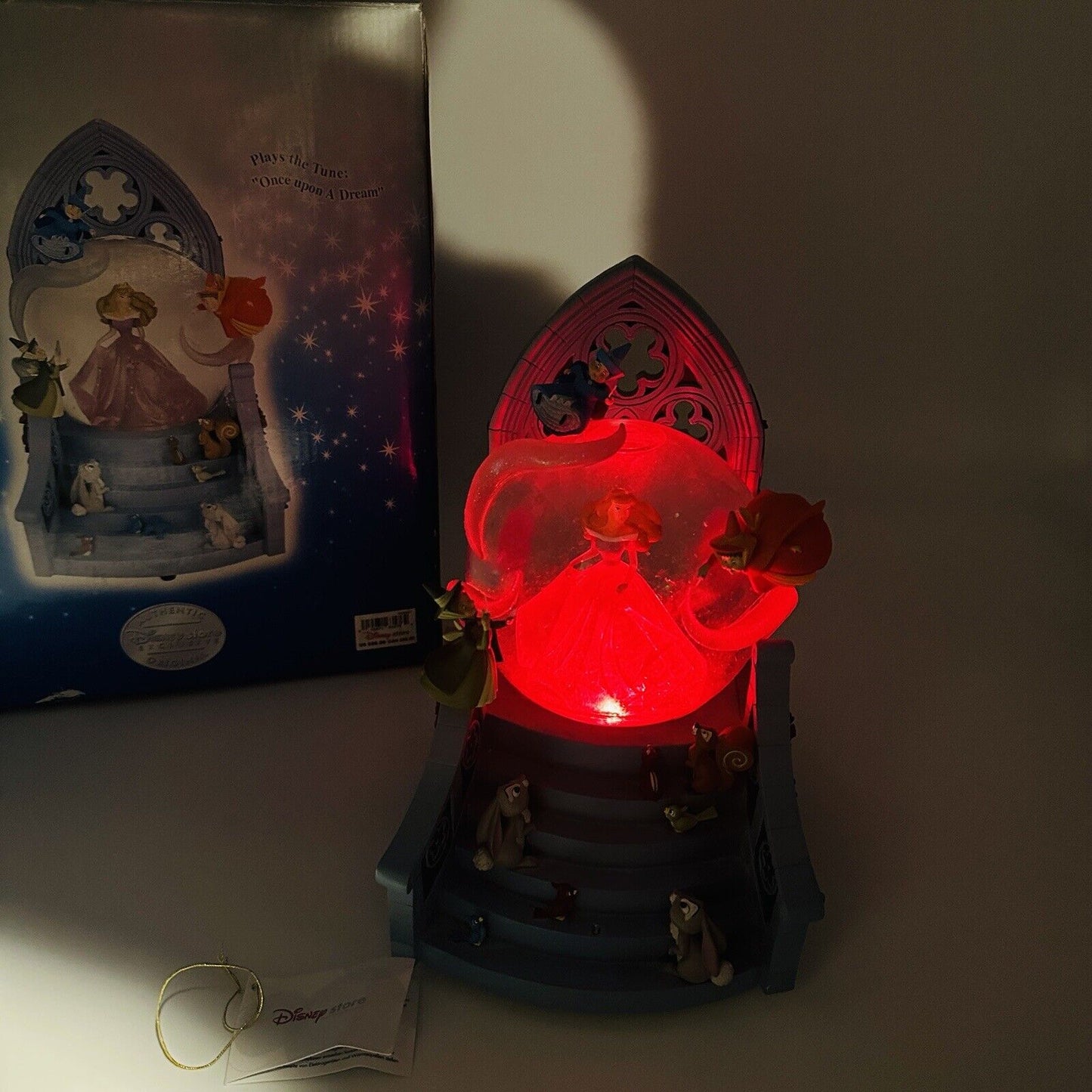 Disney Store Snow Globe Aurora with Fairies Once Upon A Dream Song Works W/box