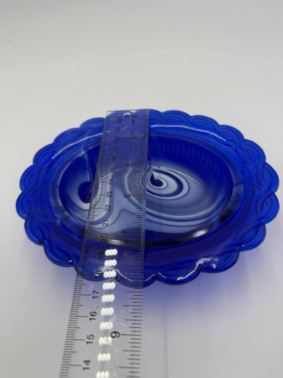 Mosser Art Glass Swirl Hen On Nest 6.5" Cobalt Blue & White Slag Covered Dish