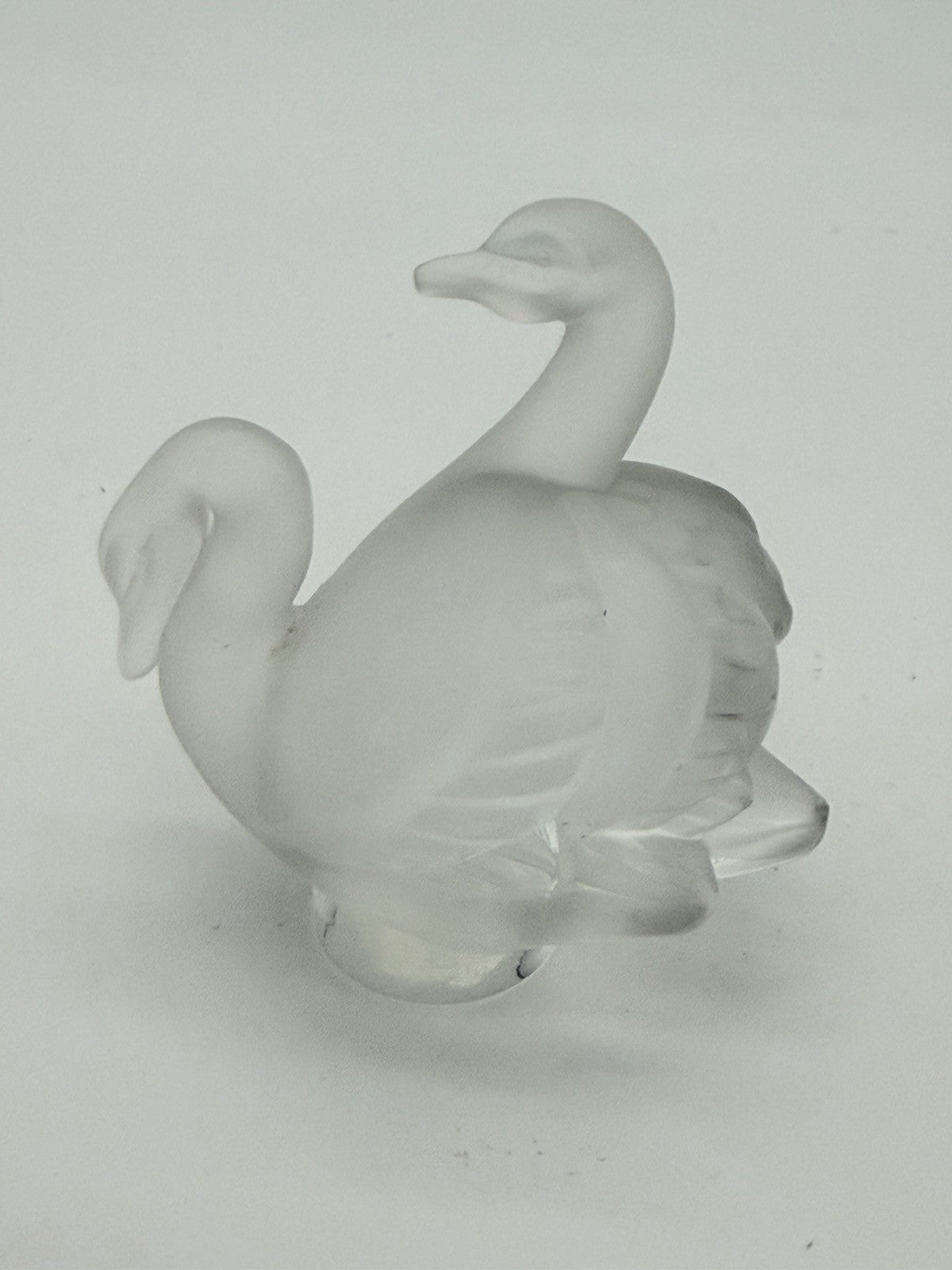 Lalique France Crystal Frosted Pair Of Swans 3” Figurine Signed Vintage French