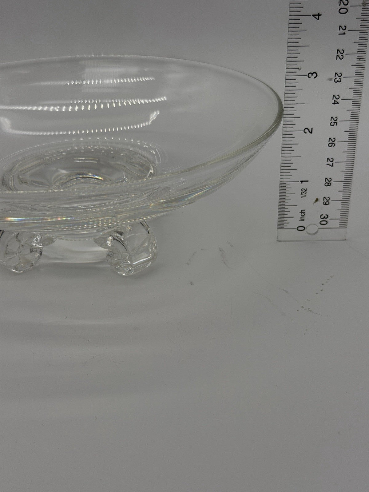 Vintage Steuben John Dreves Designed 7.5” Scroll Footed Glass Bowl Signed