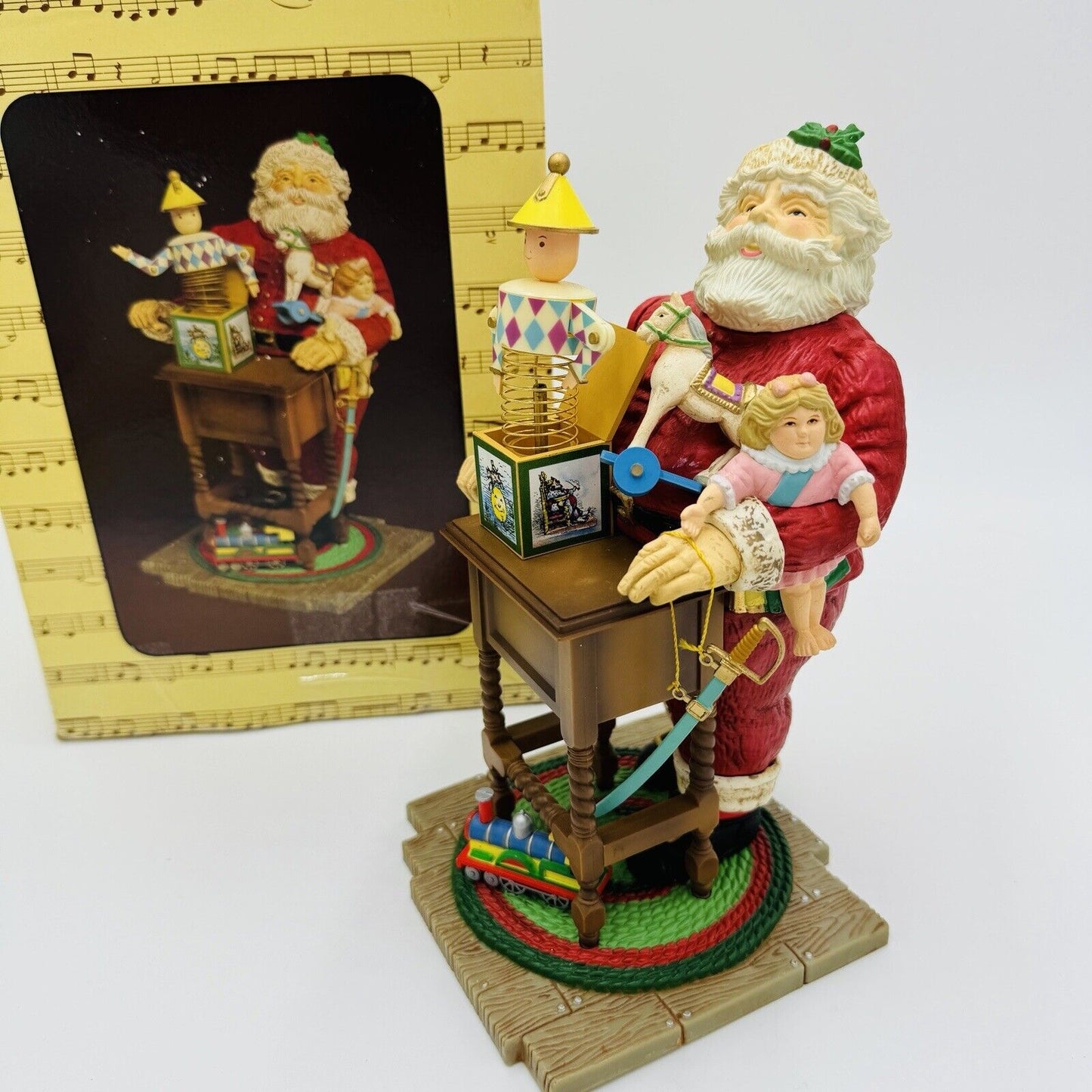 Enesco Small World Of Music Christmas Santa Wind Up Toys Box Holiday Rare