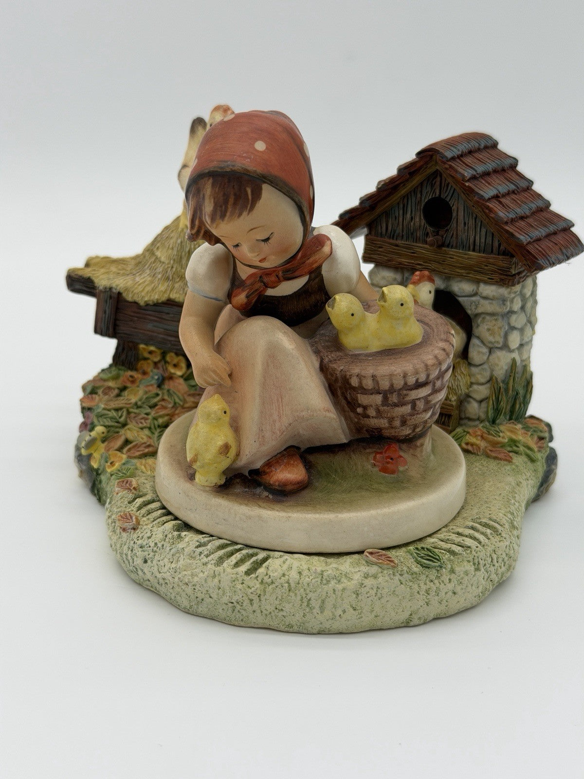 Hummelscapes Goebel Millennium Harvest Chickens & Girl With Chicks Figurine