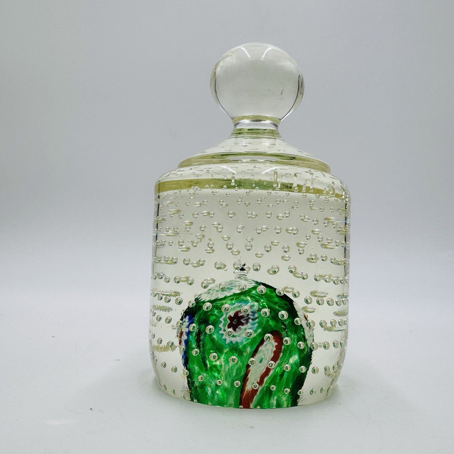 Vtg Fratelli Toso Murano Millefiori Control Bubble Art Glass Paperweight - Italy