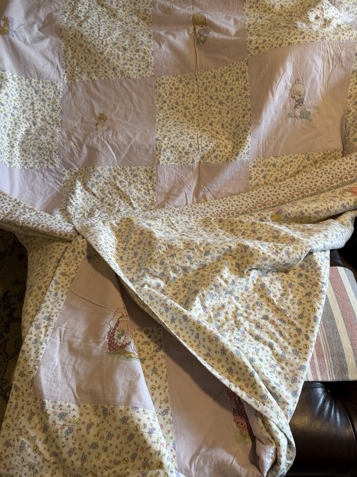 Precious Moments bedding PMI Spectrix patchwork cross-stitch comforter full
