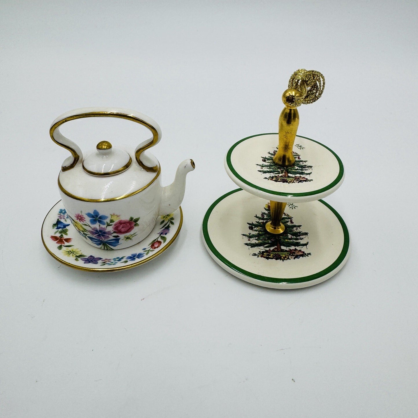 Spode Miniatures Teapot Plate 2 Tier Serving Tray Miniatures 2in Rare Vintage
