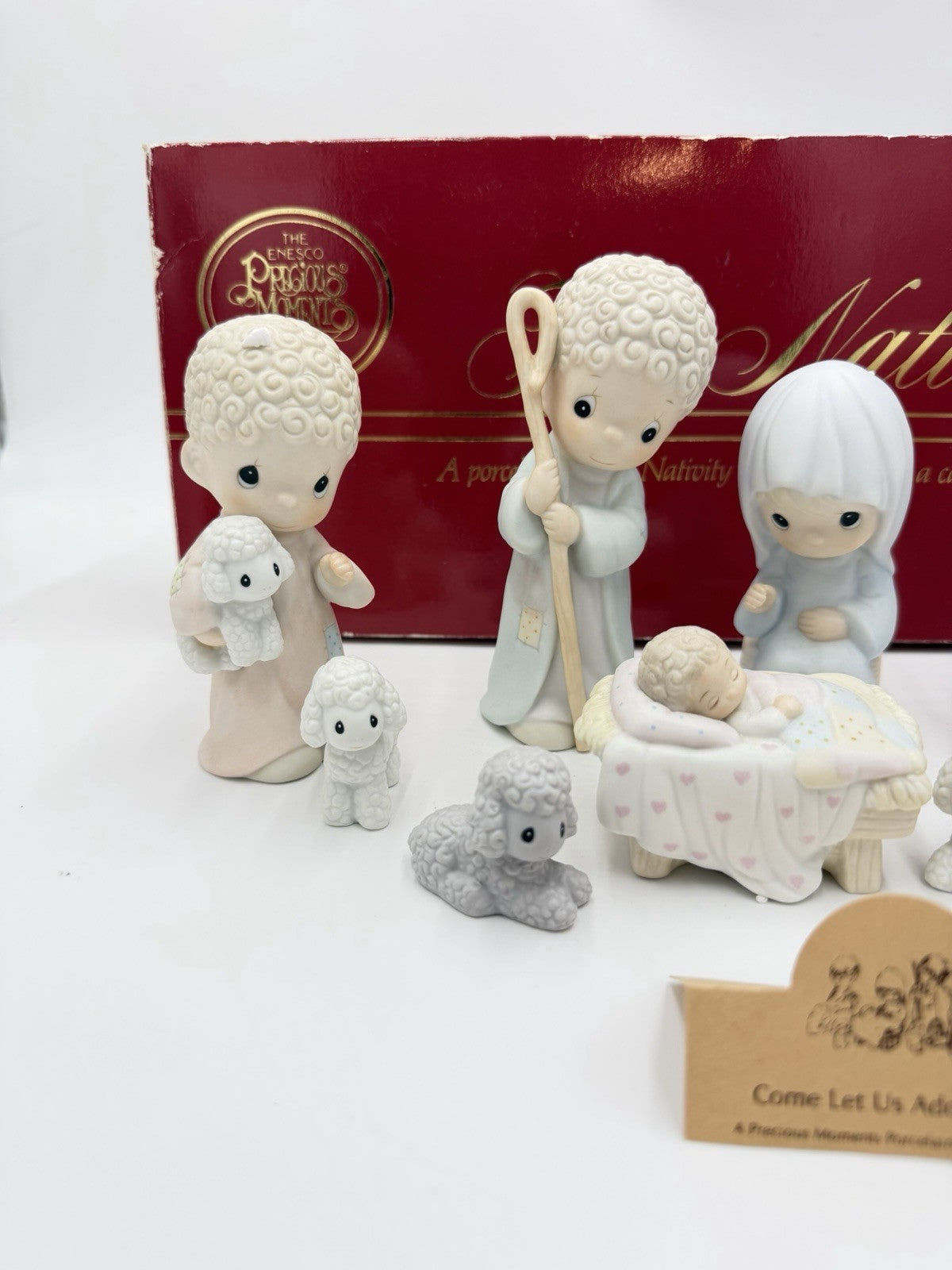 Precious Moments The Nativity Porcelain Bisque 9 Piece Set Figurines