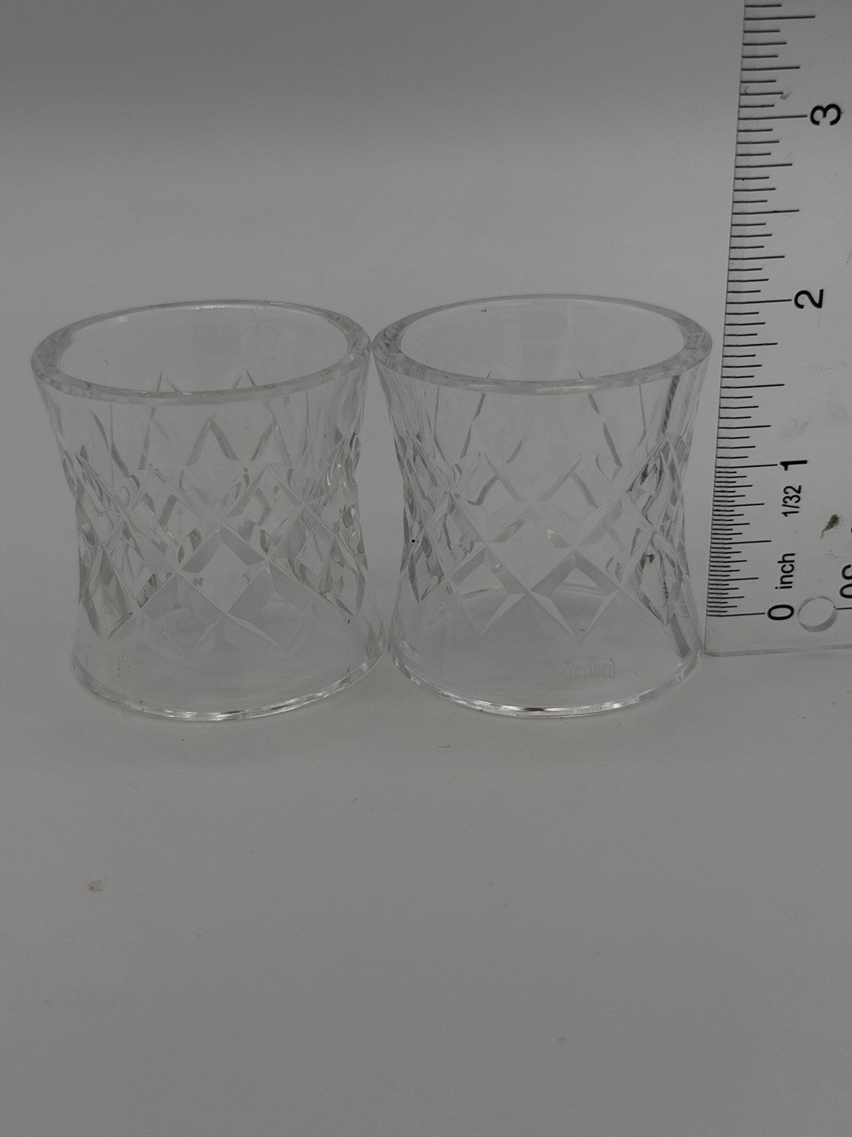 Waterford Ireland Crystal COMERAG DIAMOND CUT NAPKIN RINGS HOLDERS Set of 2