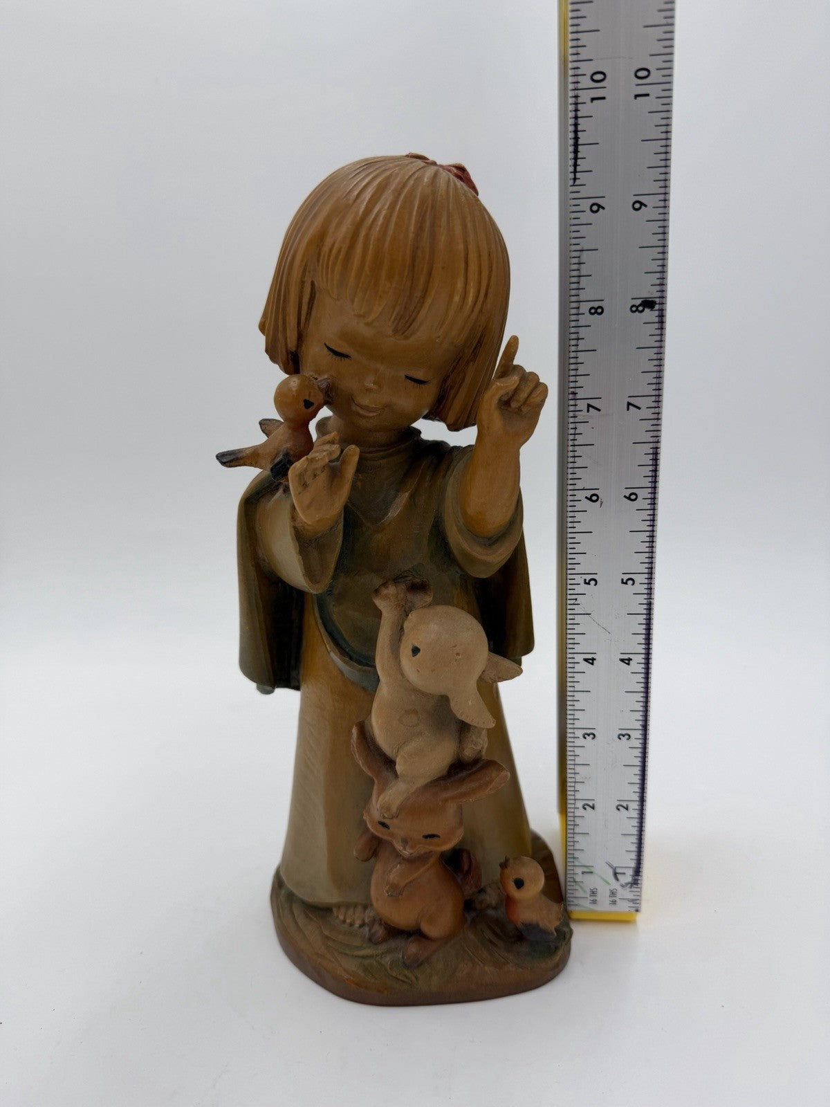 Anri Ferrandiz Wood Carved Figurine Talking to the Animals 1984 Italy 10”Vtg