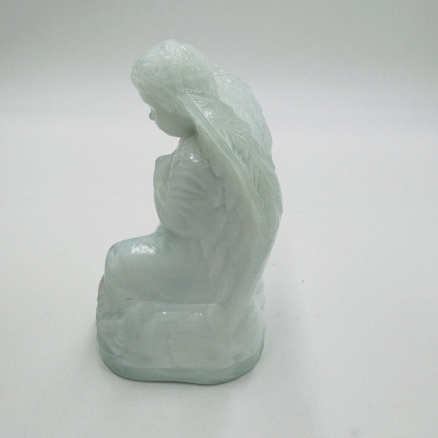 Boyd Art Glass Angel White Blue Clear Pressed Glass Figurine B Vintage