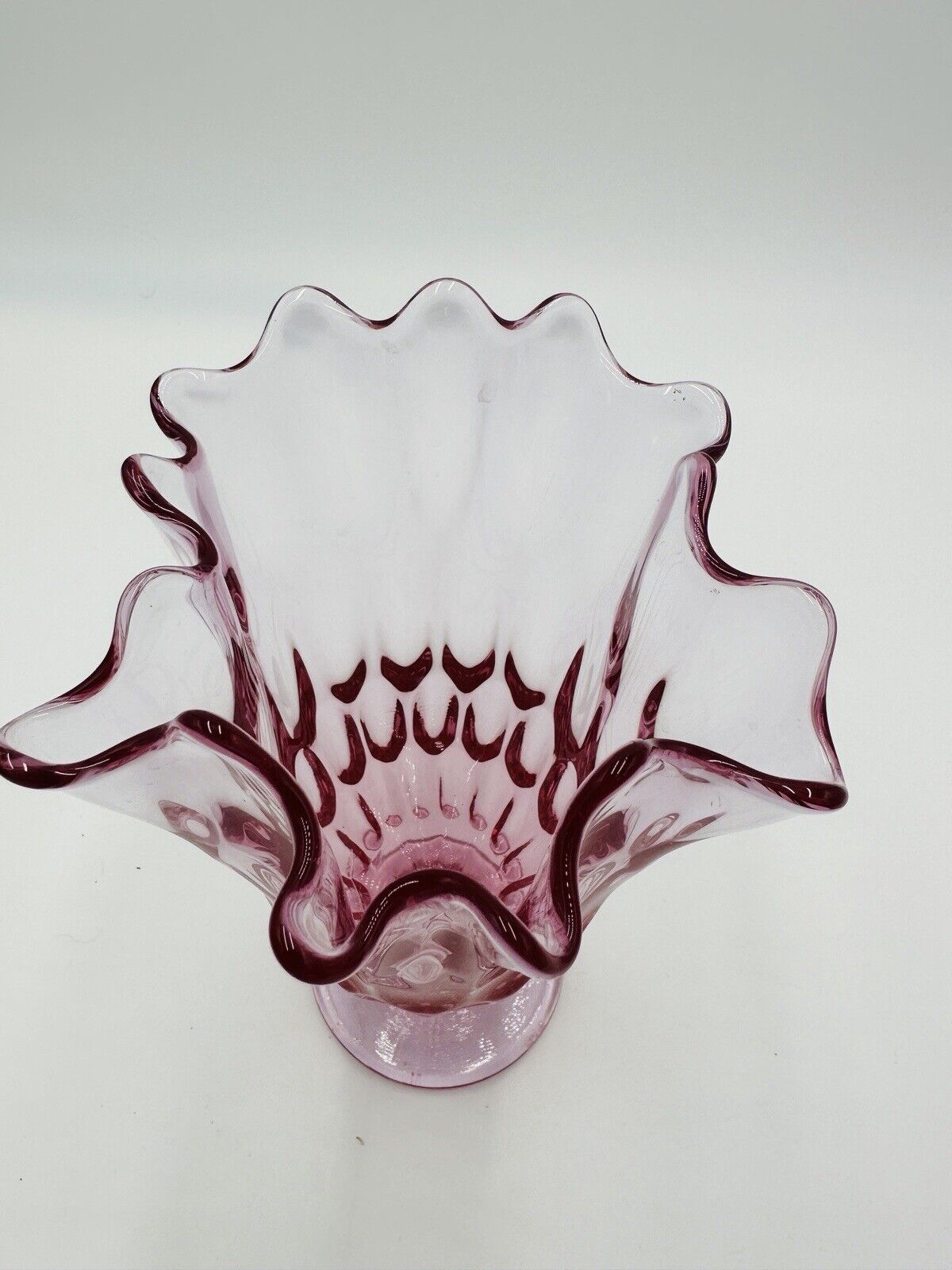 Fenton Vase Lily’s Of The Valley Art Glass Colonial Purplish Pink Standing Decor