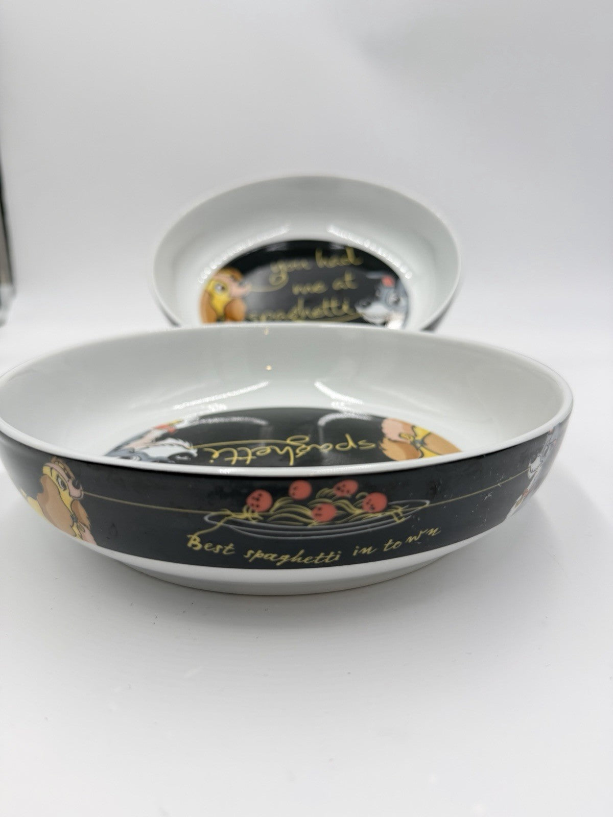 Disney Lady And The Tramp YOU HAD ME AT SPAGHETTI Dinner Pasta Bowl Set of 2