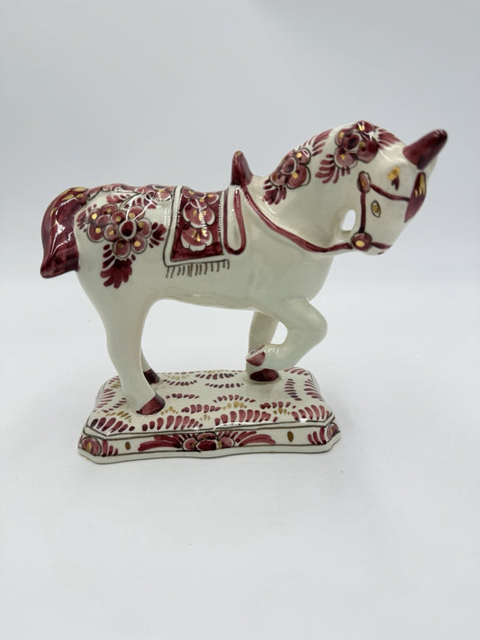 Rare Delft Holland ROOD RED VELSEN Pottery unicorn horse Figurine 809