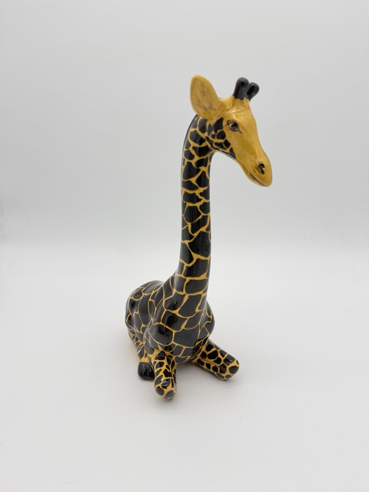 Studio Art Pottery Ceramic Giraffe Painted 10” Sculpture Signed Vintage Rare