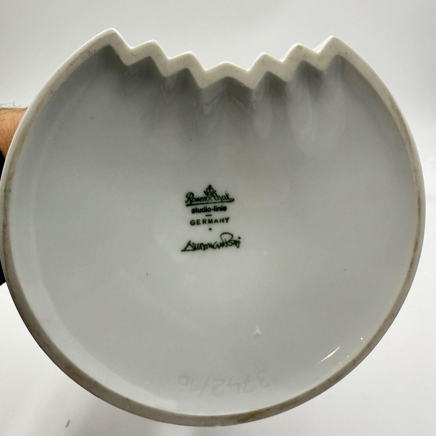 Rosenthal Germany White Geometric Op Art Porcelain Vase Ambrogio Pozzi 5in