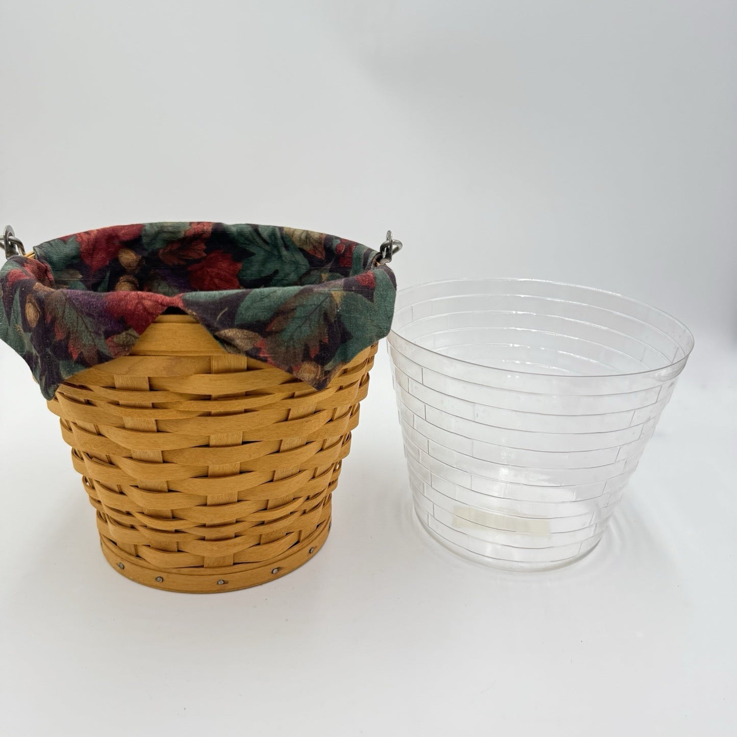 Longaberger Classic Autumn Fall Pail Basket Leaves Liner Protector Handwoven US