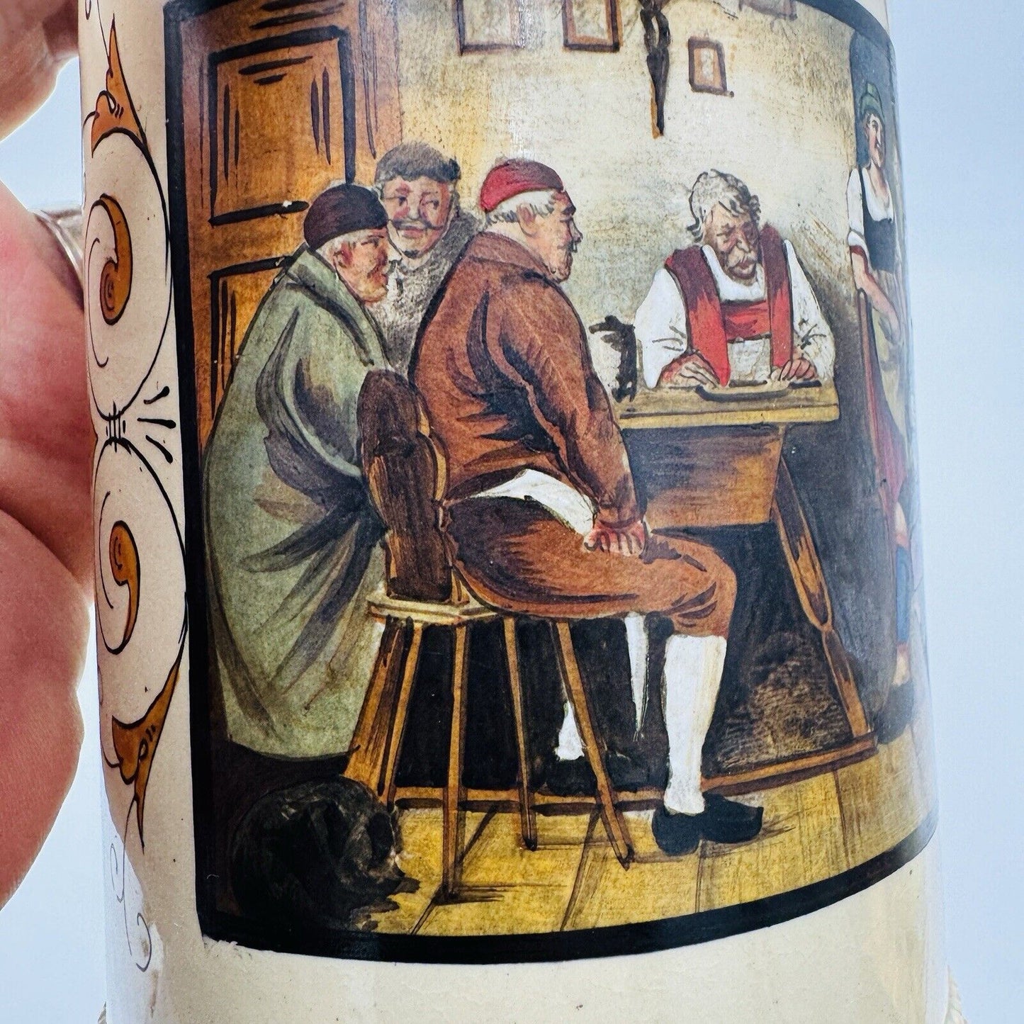 Antique German Beer Stein #992 Hand-Painted F.Defregger 1/2 L Marzi&Remy c.1890s