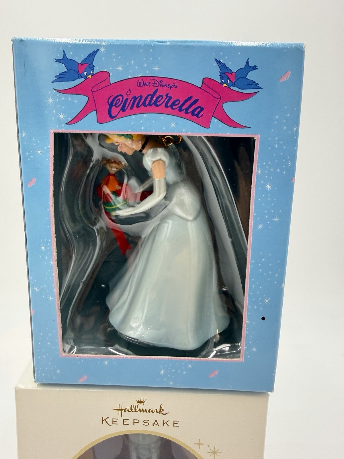 Hallmark &!Disney Grolier Cinderella Slipper Christmas Ornaments Set 2