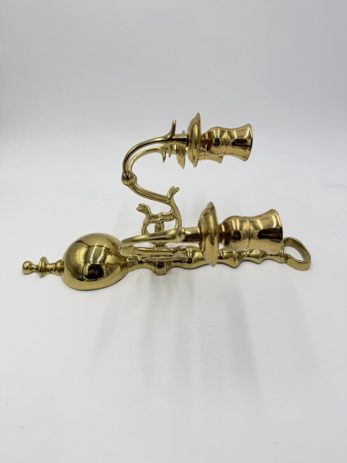 Hollywood Regency Solid Brass Wall Sconce | Triple Arm wall Candle Holder 12”x9”