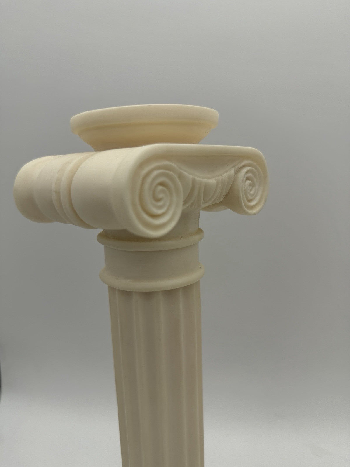 2 Alabaster Carved Roman Columns Corinthian  Sculpture Candle Holders 15.5”x5”