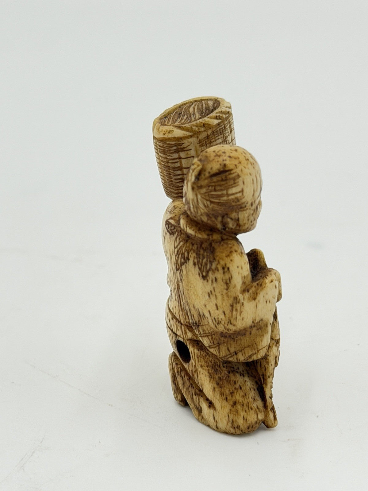 Antique Netsuke Japanese Edo 18th Century Hand Carved Miniature Figurine 1.8”H