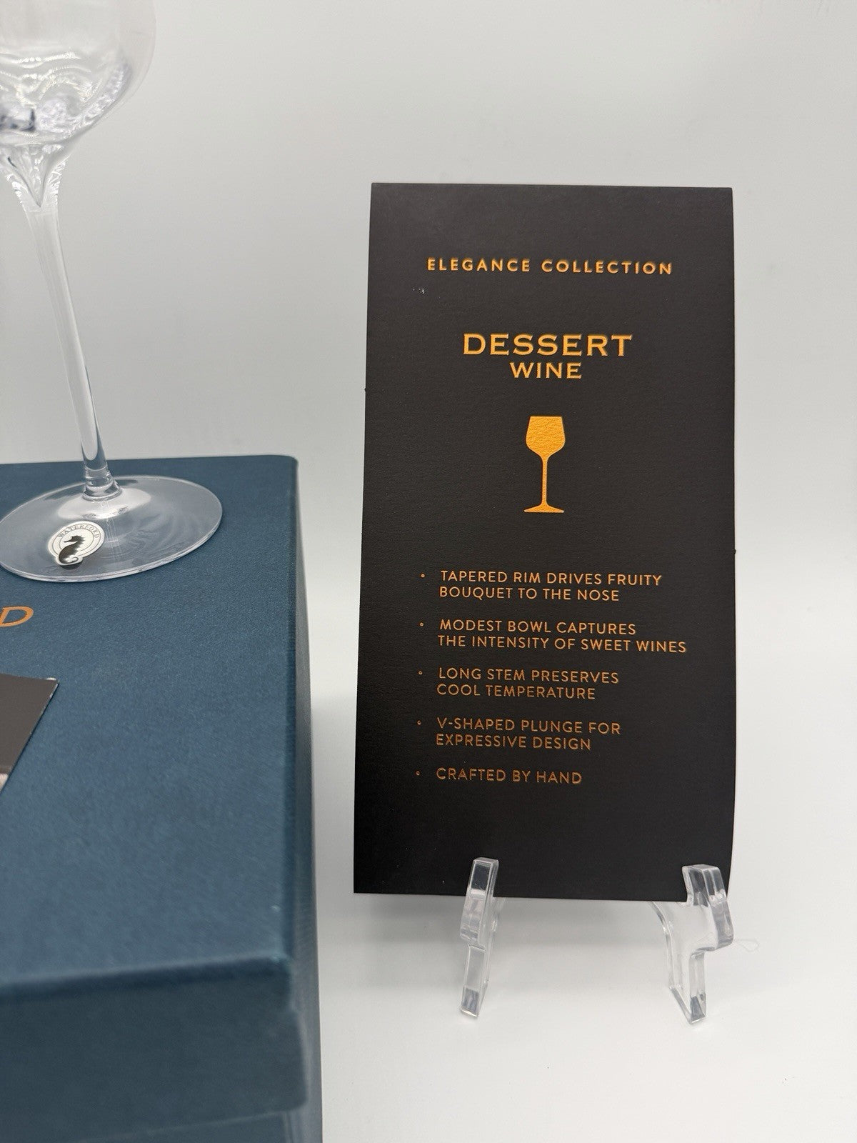 Waterford Crystal Ireland Elegance Optic Dessert Wine Glass Pair New Boxed Clear