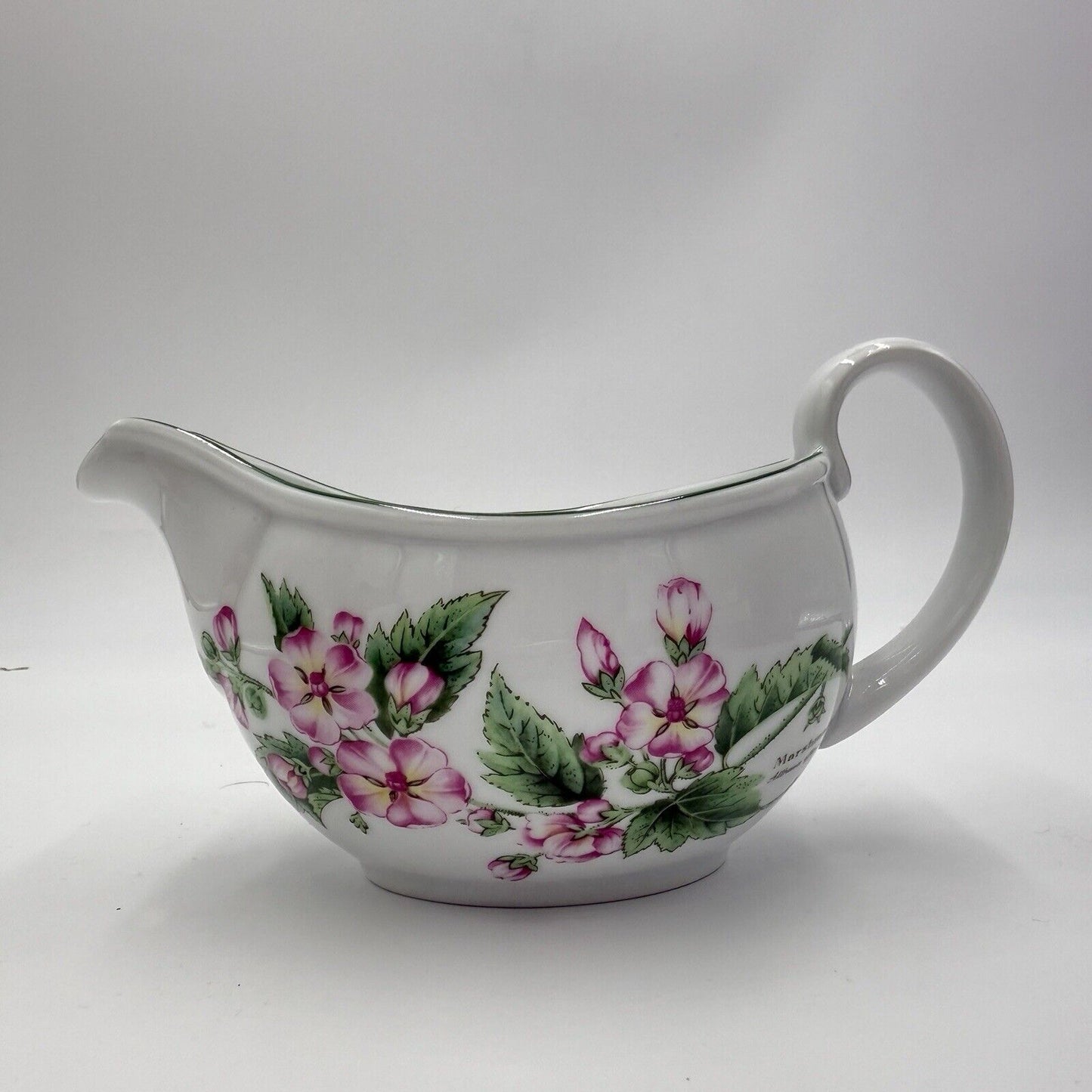 Royal Worcester Herbs Sauce Gravy Boat England Marshmallow Floral Vintage 90's