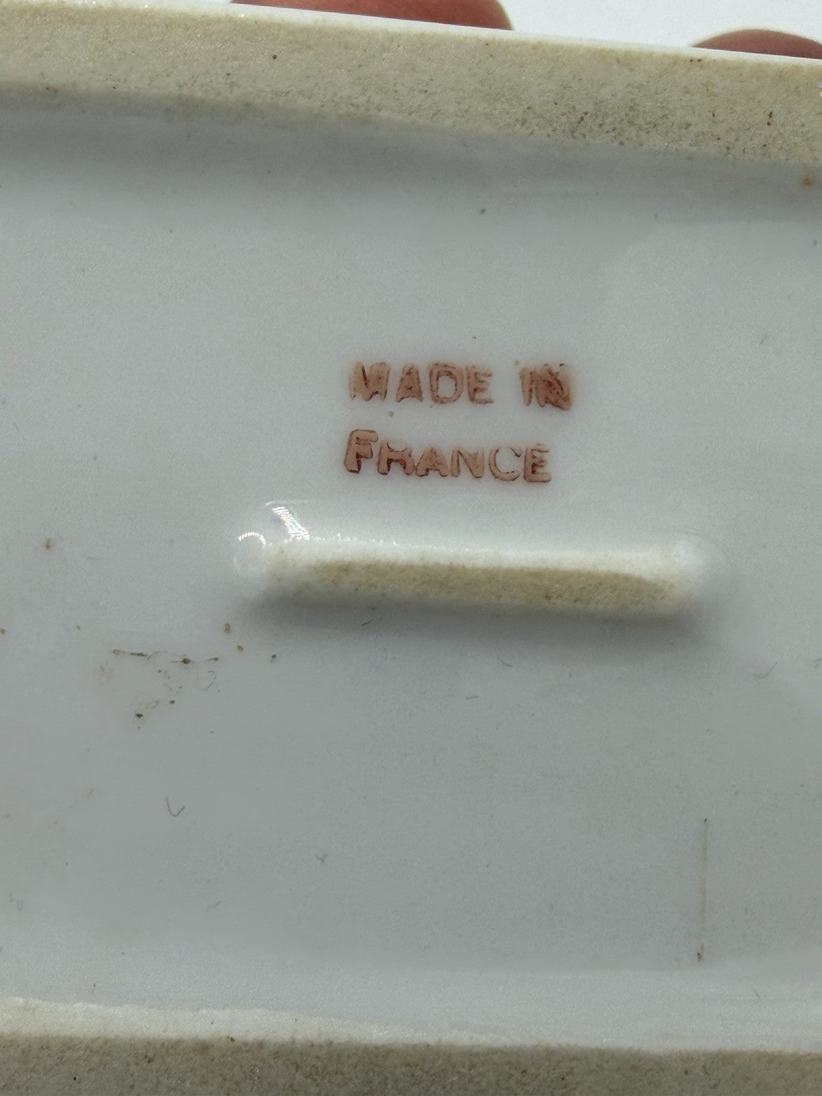 Antique France Made Porcelain Floral Painted Metal Accents Trinket Jewelry Box