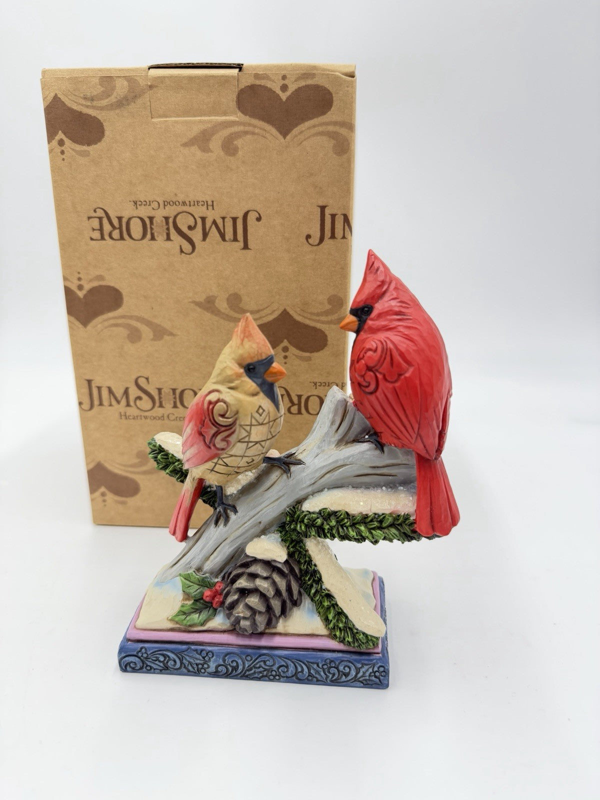 Rare Jim Shore Cardinals Pair Birds on Branch Peace Love & harmony Figurine 6”