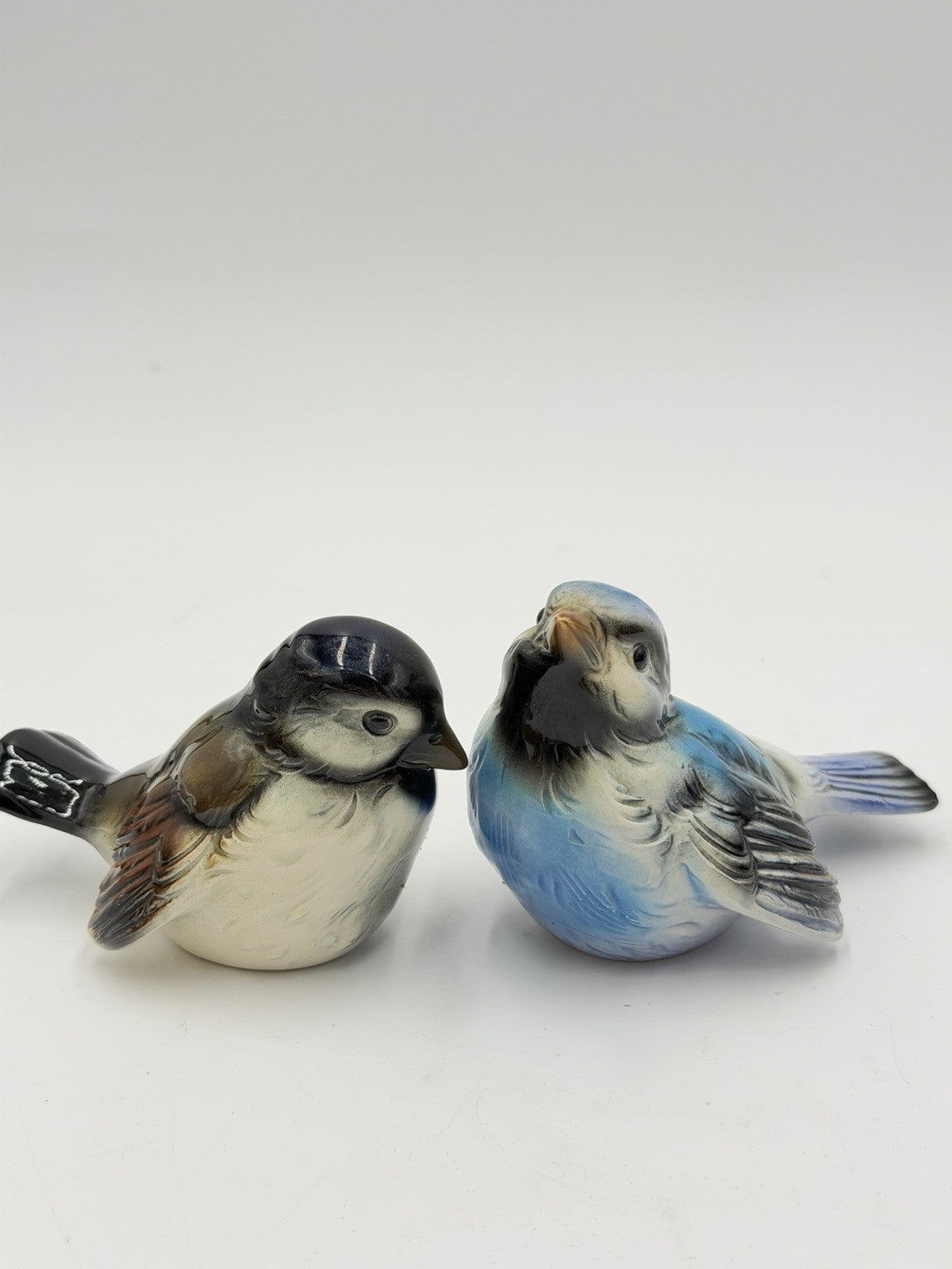 Goebel Germany Blue & Brown Sparrow Bird Figurine Porcelain Vintage Set 2 PCs
