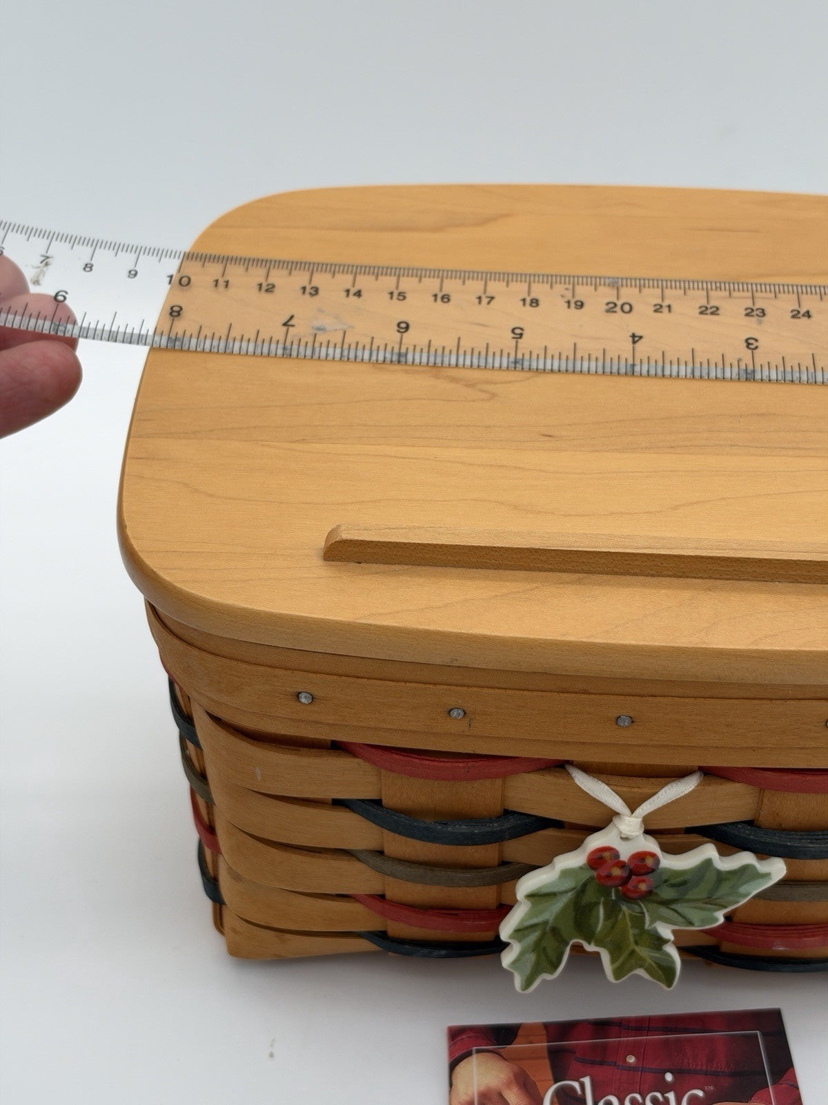 Vintage 2001 Longaberger Recipe Woven Basket w/Lid Liner Tie-on Christmas Rare