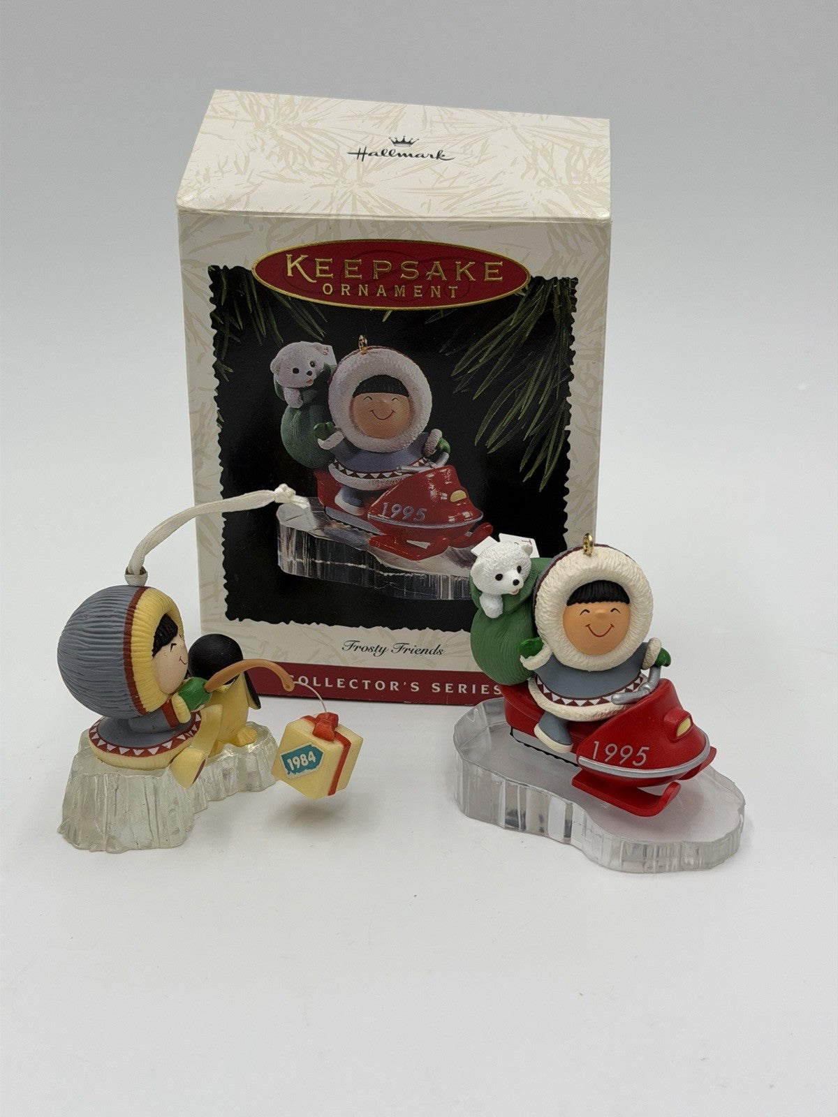 Hallmark Frosty Friends 1984 & 1995 Christmas Ornaments Vintage Set 2 Ornaments