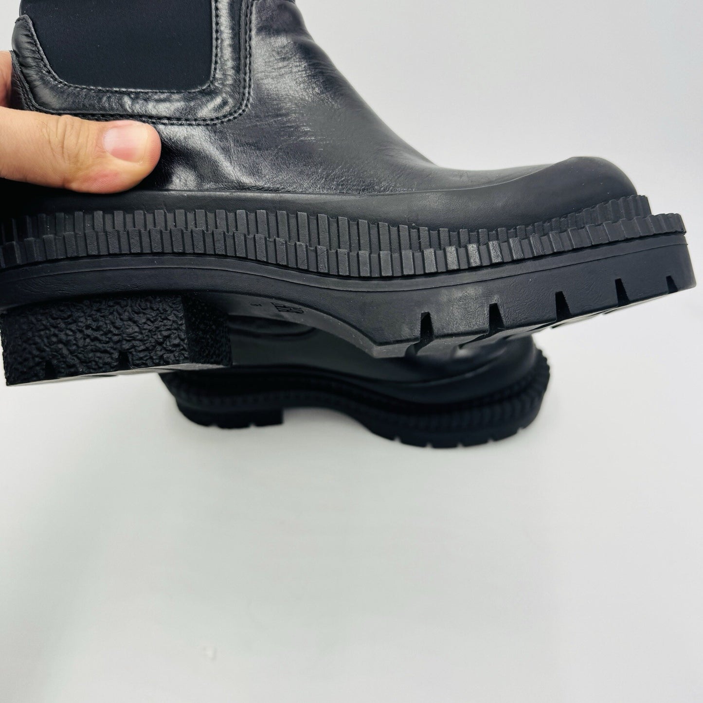 Zara Leather Lug Black Ankle Boots Size 36 EU Women US 5.5