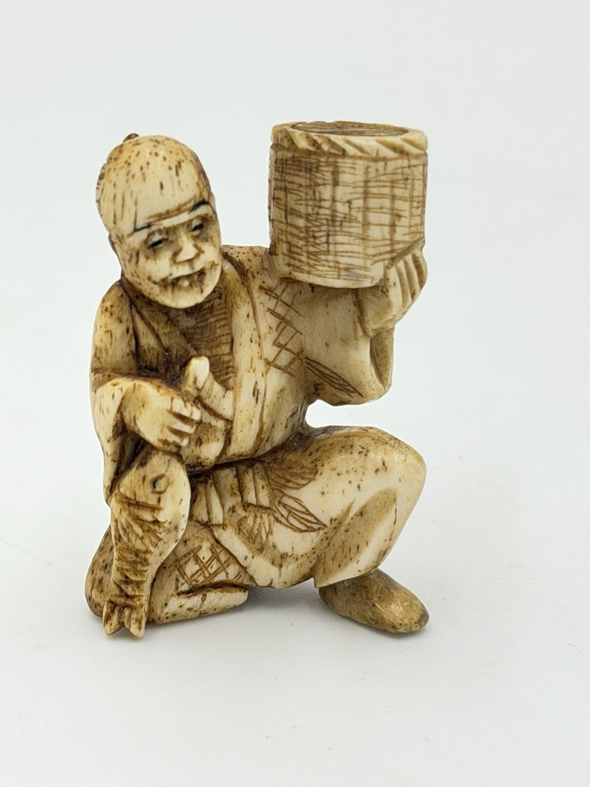 Antique Netsuke Japanese Edo 18th Century Hand Carved Miniature Figurine 1.8”H