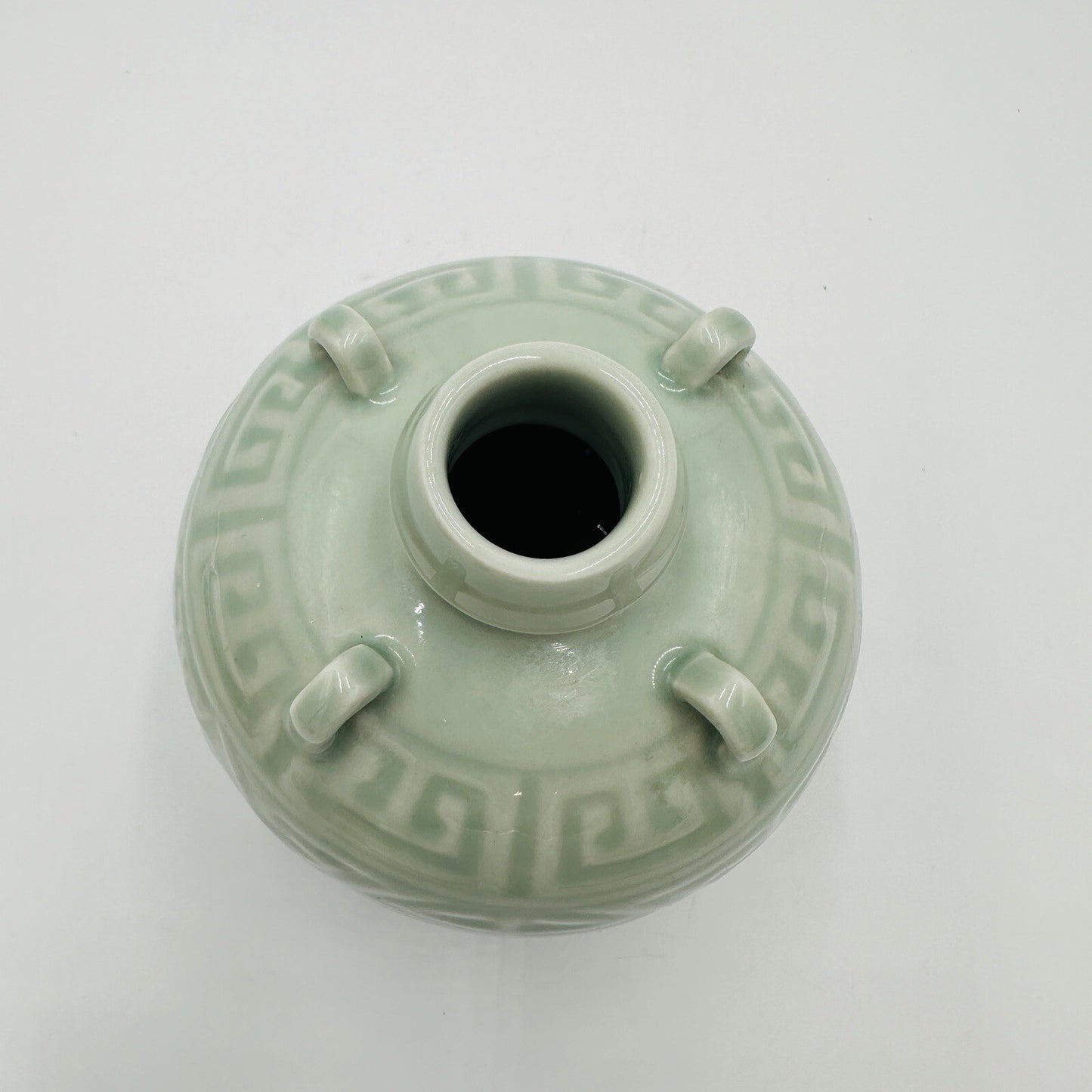 Chinese Celadon Pottery Spirit Pot Pouring Jug Green Glossy Round Antique
