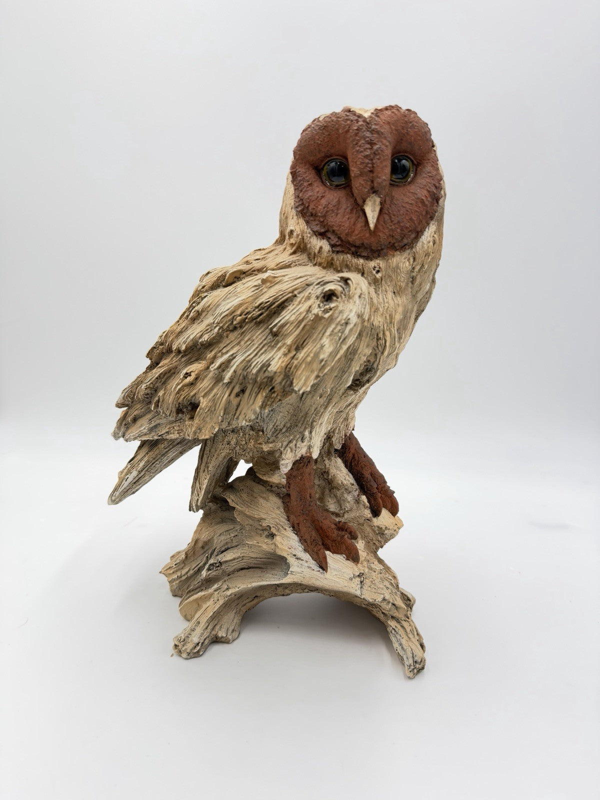 Large Barn Owl Driftwood Look Garden Statue Garden HotA Artful Crafting 13”H