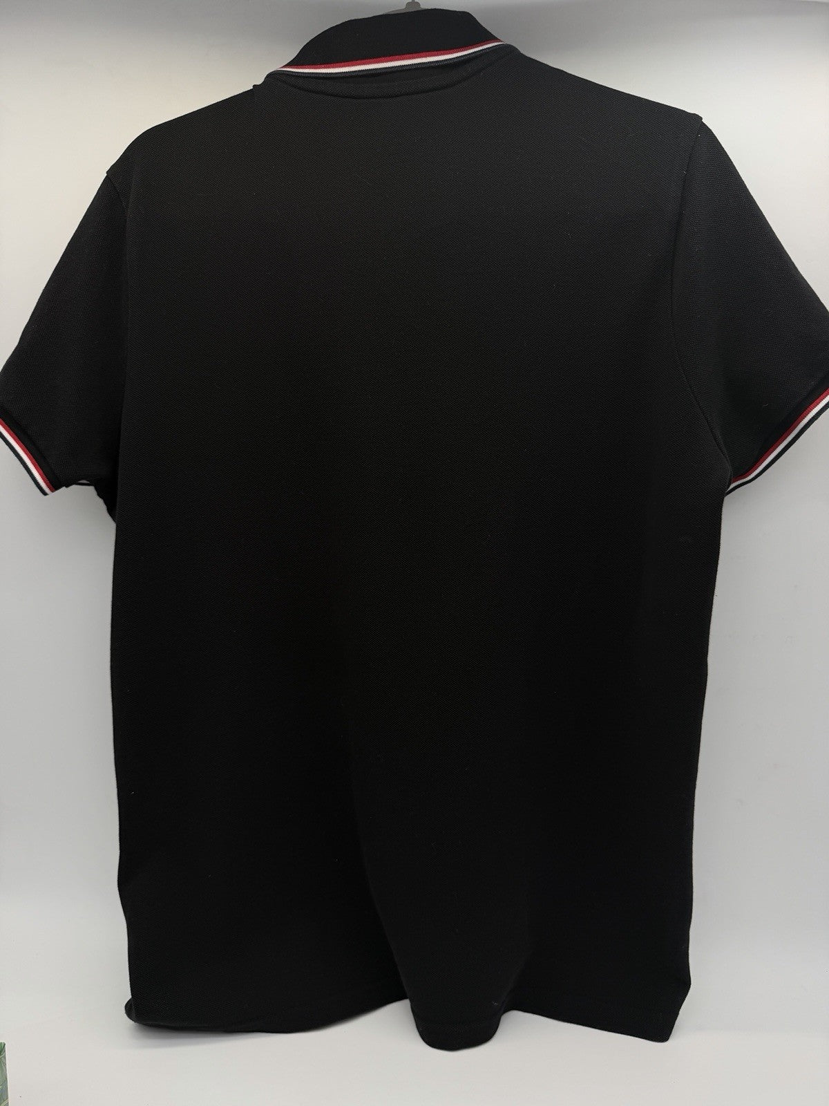 Moncler Men Black Slim Fit Polo Shirt Sz  L Fits M Cotton