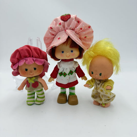 Vintage 1980 Strawberry Shortcake Lemon Cherry Dolls Set Dressed Original