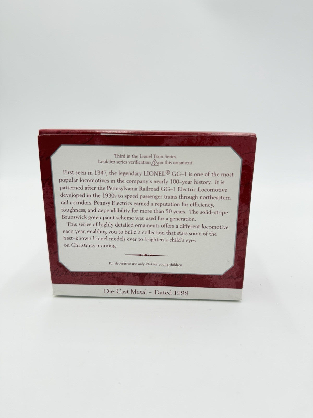 Hallmark Pennsylvania GG-1 Locomotive Lionel Train Ornament 1998 Diecast Sealed