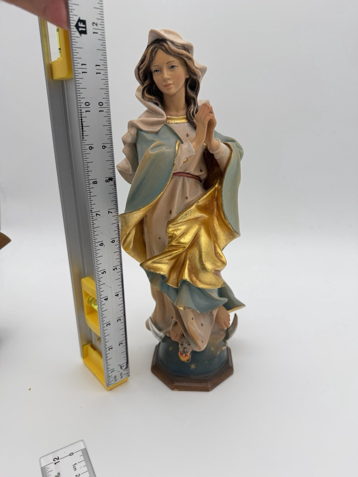 Josef Albl Folk Art Blessed Virgin Mary hand-carved wooden sculpture Germany 12”
