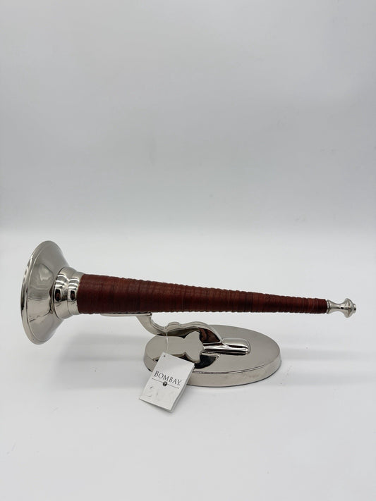 Bombay.co Silver Toned Art Deco Horn-shaped torch-style wall mount candle Holder
