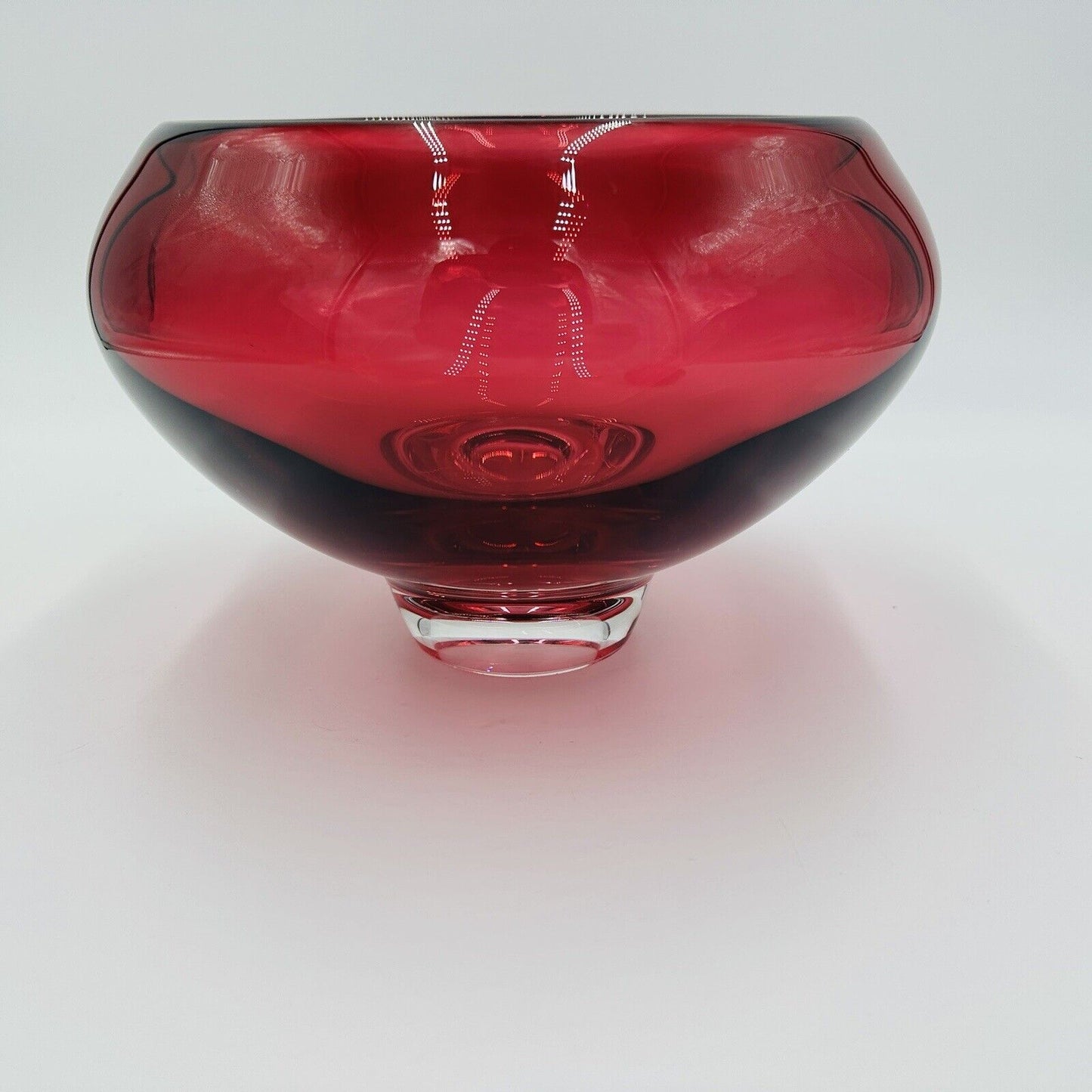 Buxton & Kutch Bowl Art Glass Signed Cranberry Slant Pier #970613 Large Rare